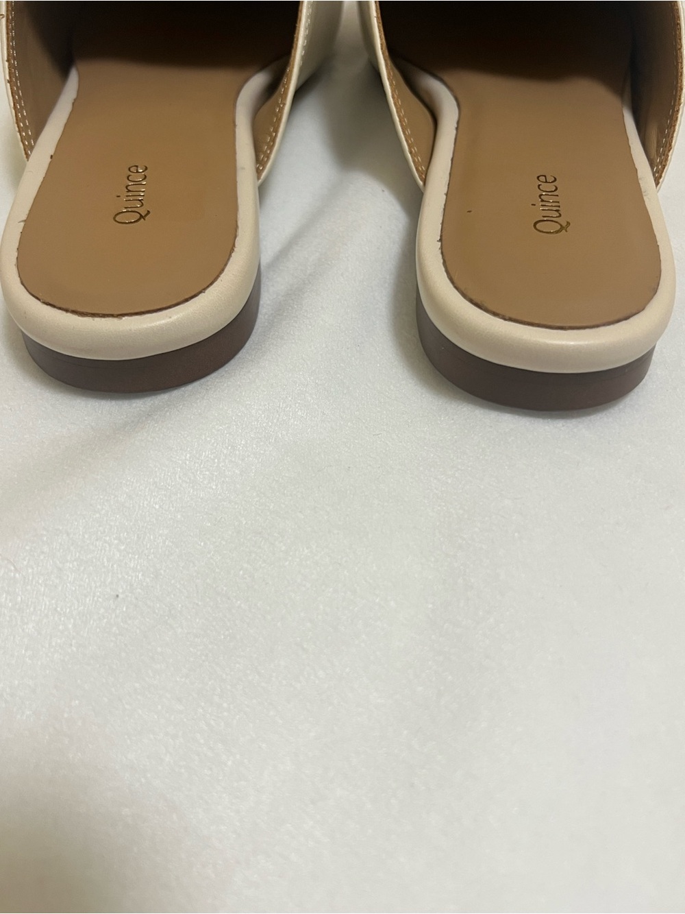 Quince Cream Leather Slip-On Mules with Gold Accent - Picture 7 of 10